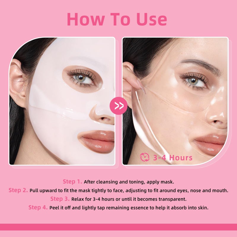 dewyhour Collagen Face Mask: Deep Collagen Overnight Mask, Anti Aging Lifting Mask, Hydrating Face Mask for All Skin Types, Pore Minimizing, Elasticity Skin, 5 Pack - Image 3